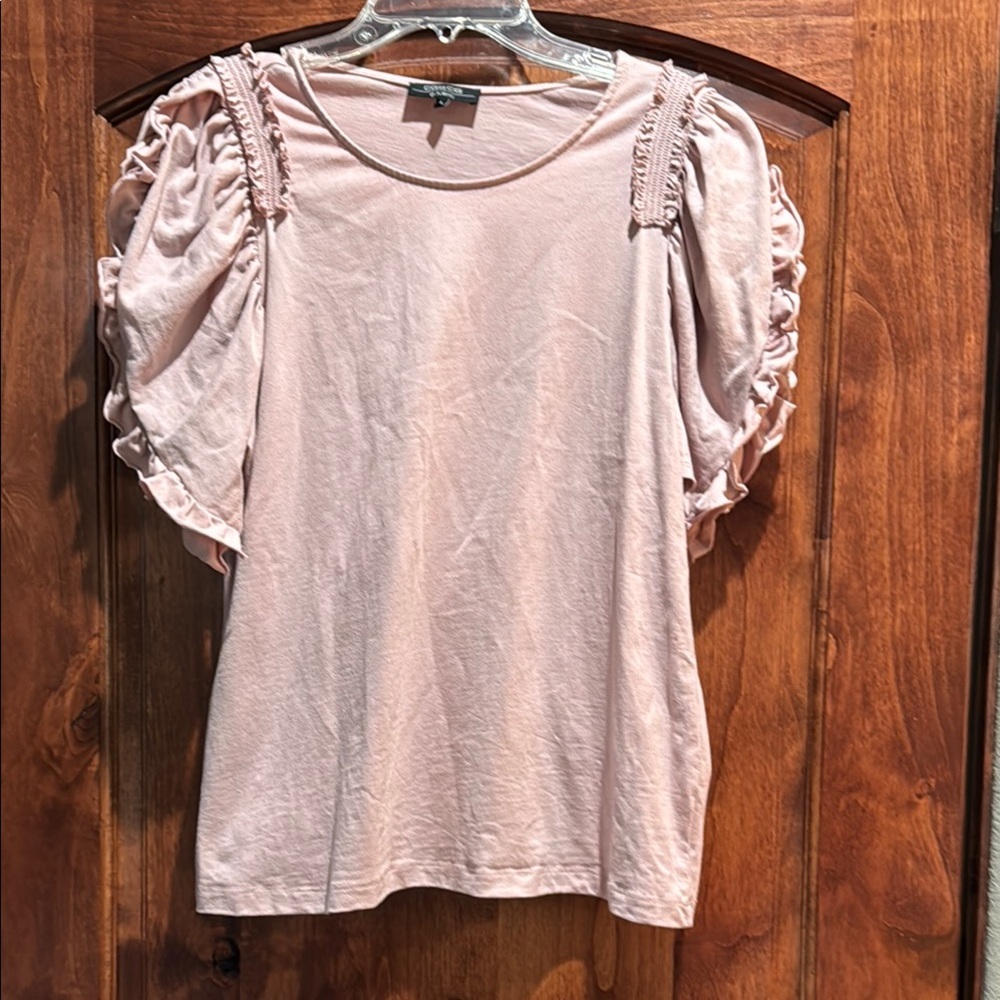 New Women's Pink Ruffle Sleeve Top